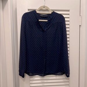 Navy Blue Polka Dot Blouse